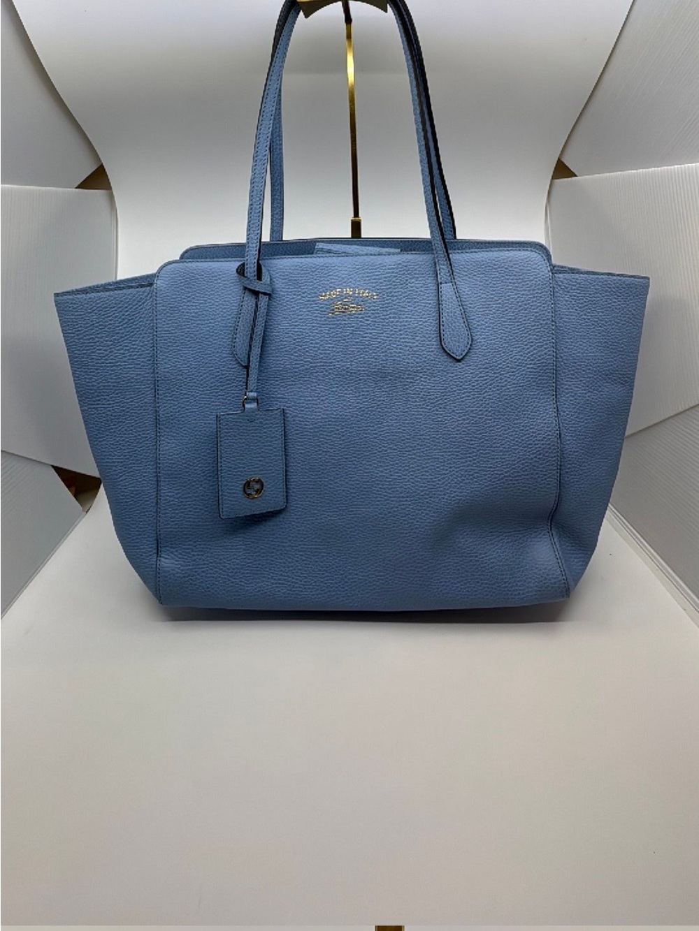 Gucci Pebbled Leather Tote in Blue